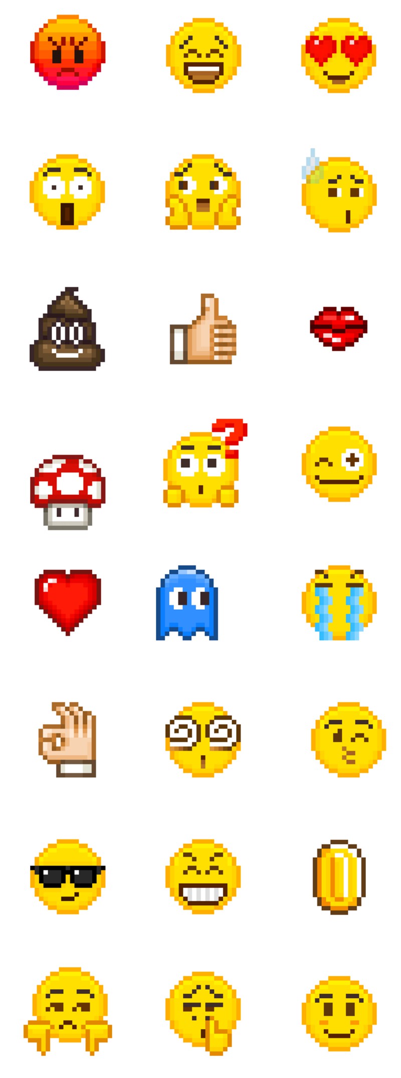 24枚emoji表情像素图标，GIF图标 图标素材 第1张