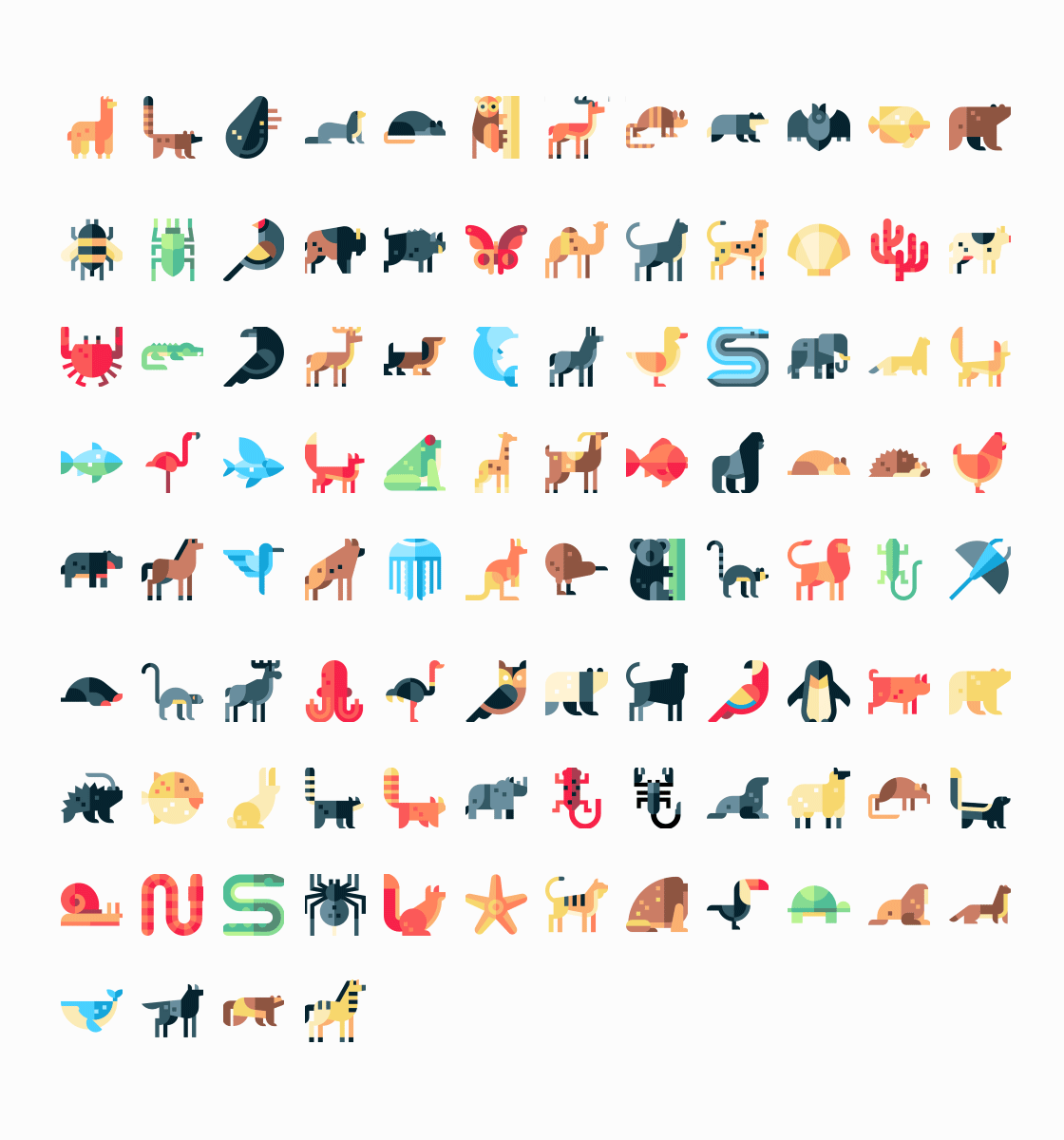 100枚扁平动物图标，SVG PNG格式 图标素材 第1张