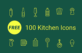 100枚线性厨具图标，AI源文件