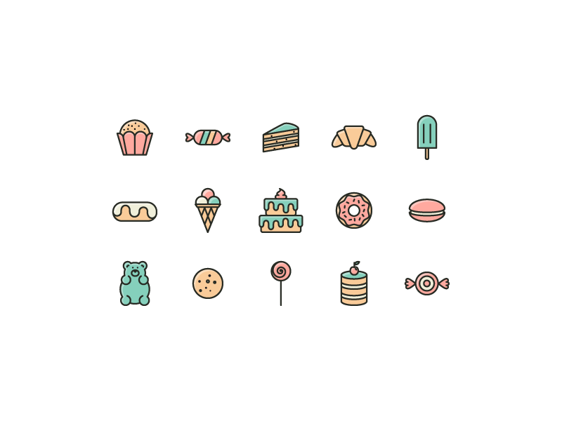 15枚蛋糕甜点图标，AI源文件 图标素材 第1张