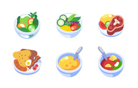 9枚彩色美食图标，AI源文件