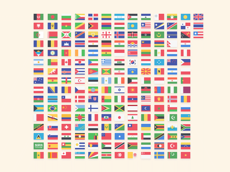 195枚世界各国国旗图标，PNG PSD格式 图标素材 第1张