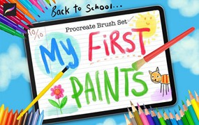 Procreate笔刷-木炭粉笔儿童油漆水彩铅笔纹理效果笔刷素材