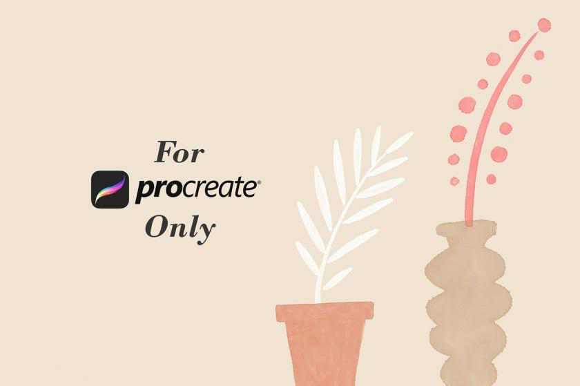 Procreate笔刷-花瓶树叶植物几何装饰性插画设计笔刷素材资源 笔刷插件 第6张