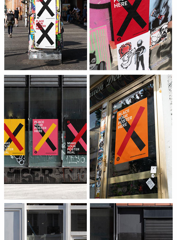 街头城市户外墙面海报广告褶皱样机场景展示PSD智能贴图模板素材 样机素材 第6张