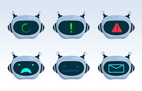 12个机器人表情矢量图标，AI源文件