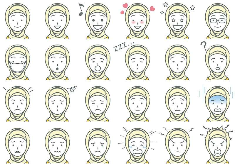 穆斯林妇女表情图标，AI源文件 图标素材 第1张