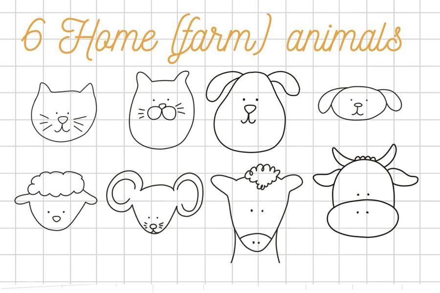 procreate笔刷-可爱的卡通动物插画线条procreate笔刷素材 笔刷资源 第6张