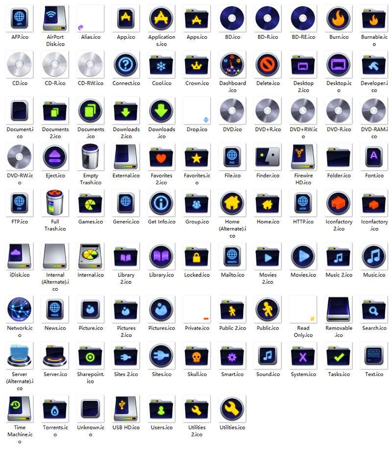 暗色炫彩电脑系统ico图标 图标素材 第1张