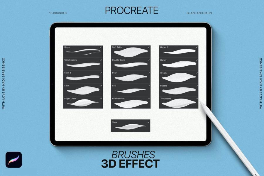 Procreate笔刷-3D效果画笔的Procreate艺术笔刷资源素材 笔刷资源 第4张