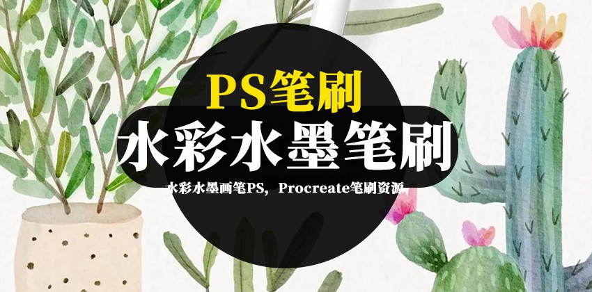 PS笔刷-水彩水墨画笔PS，Procreate笔刷资源素材 笔刷资源 第1张