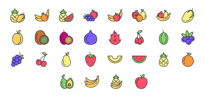 28枚新鲜水果图标，SVG格式 图标素材 第1张