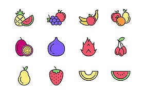 28枚新鲜水果图标，SVG格式