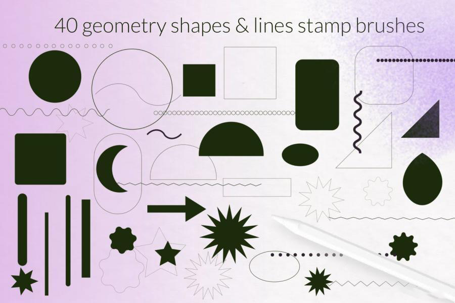 Procreate笔刷-复古抽象的几何线条形状Procreate图案笔刷下载 笔刷资源 第9张