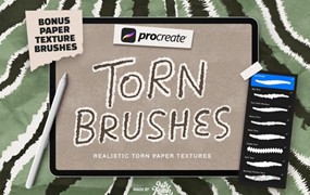 procreate笔刷-纸条撕裂纹理效果笔刷素材资源