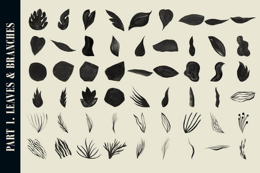 procreate笔刷-水彩树叶植物艺术装饰几何线条图案笔刷素材 笔刷资源 第18张