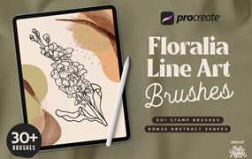 procreate笔刷-手绘线条植物花卉图案笔刷素材资源