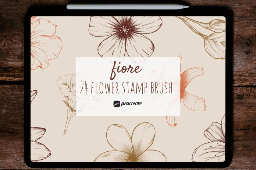 Procreate笔刷-简约淡雅彩色花朵印章图案笔刷素材 笔刷资源 第1张