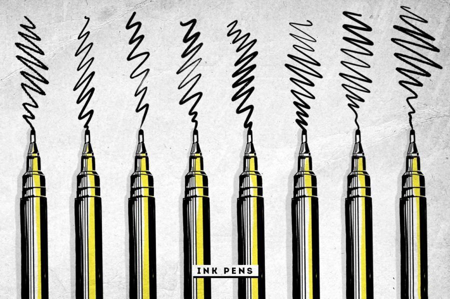 Procreate笔刷-马克笔记号笔及墨水笔插画纹理笔刷素材 笔刷资源 第5张