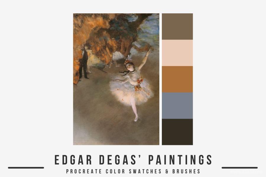 Procreate笔刷-埃德加(Edgar Degas)印象派古典油画笔刷和色卡素材 笔刷资源 第2张