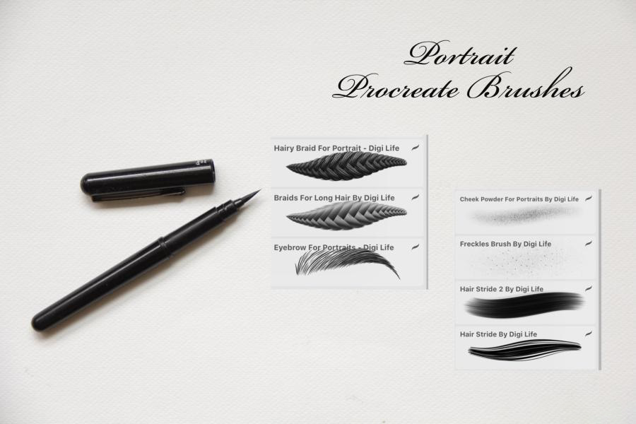 Procreate笔刷-人像头发毛发眉毛样式笔刷素材 笔刷资源 第1张
