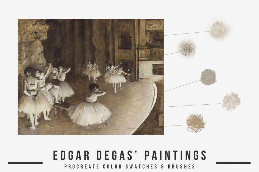 Procreate笔刷-埃德加(Edgar Degas)印象派古典油画笔刷和色卡素材 笔刷资源 第8张
