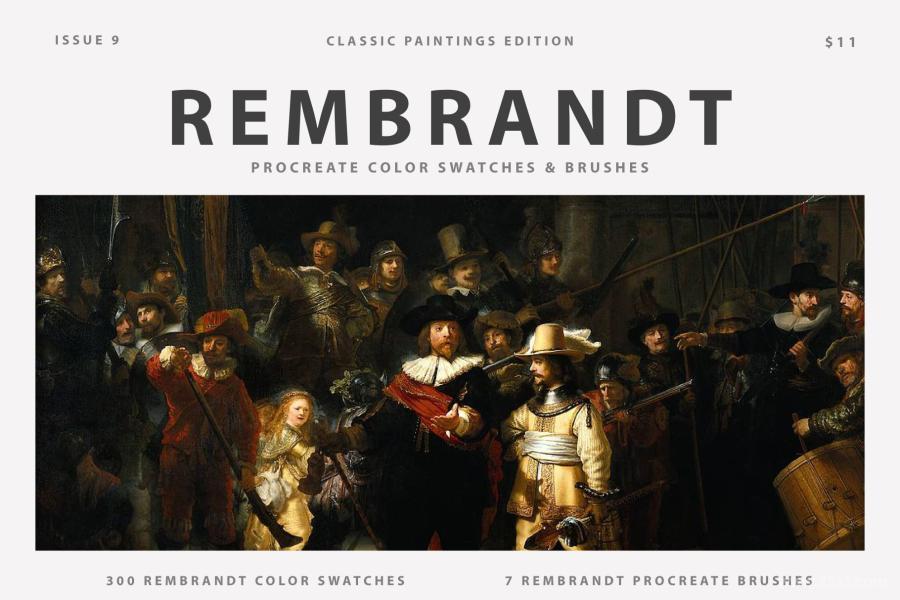 Procreate笔刷-伦勃朗(Rembrandt)古典艺术油画笔刷和色卡素材 笔刷资源 第1张