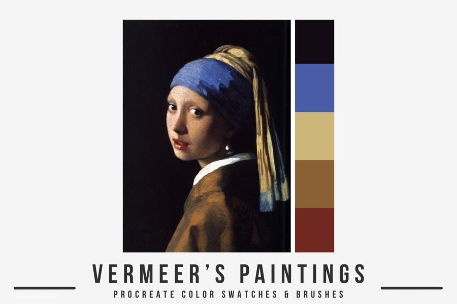 Procreate笔刷-维米尔(Vermeer)艺术古典油画水彩笔刷和色卡素材 笔刷资源 第2张