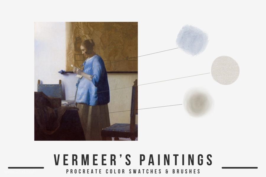 Procreate笔刷-维米尔(Vermeer)艺术古典油画水彩笔刷和色卡素材 笔刷资源 第6张