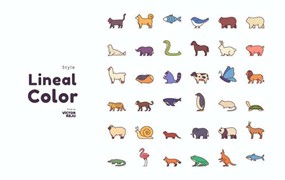 36枚卡通动物图标，AI源文件