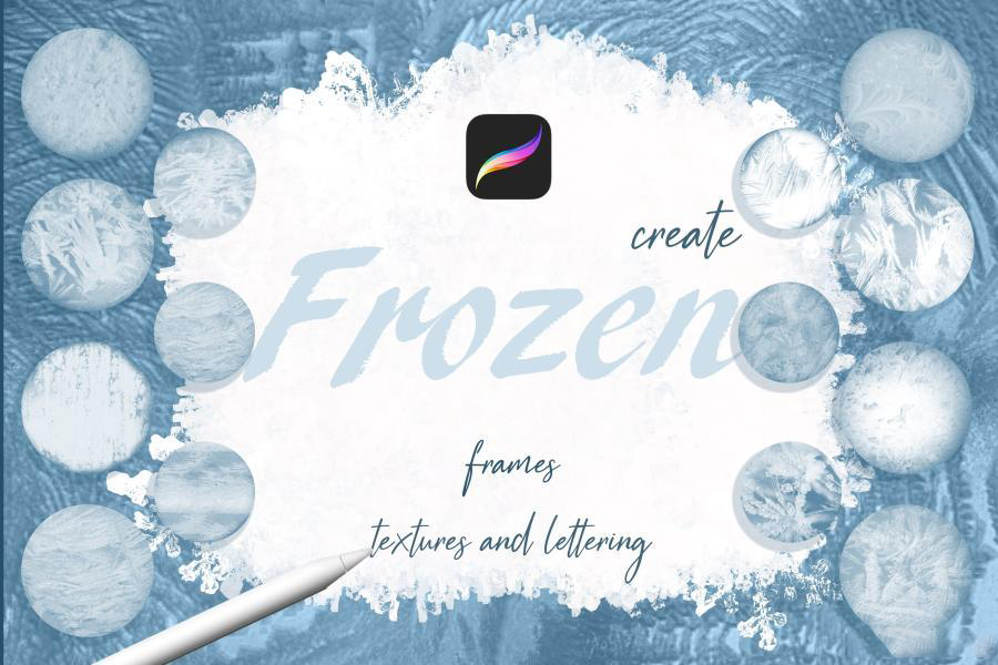 Procreate笔刷-冬季雪花霜花大雪冻结效果笔刷素材 笔刷资源 第7张