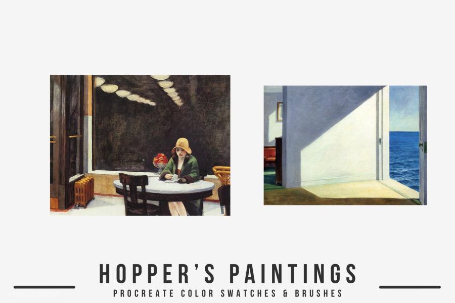 Procreate笔刷-霍普 (Edward Hopper)艺术水彩油画笔刷和色卡 笔刷资源 第2张