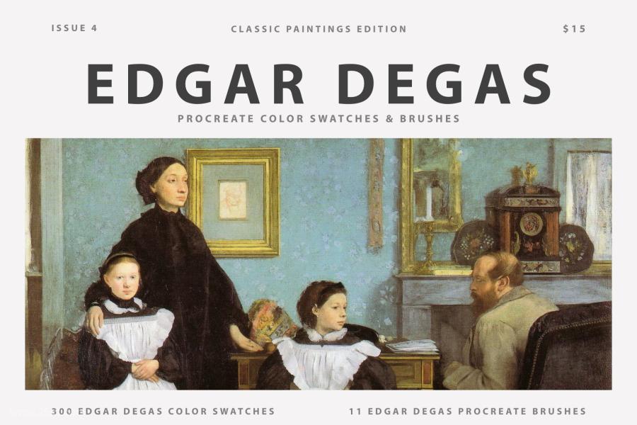 Procreate笔刷-埃德加(Edgar Degas)印象派古典油画笔刷和色卡素材 笔刷资源 第1张