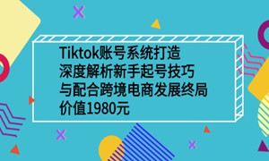 Tiktok账号系统打造，深度解析Tiktok新手起号技巧与配合跨境电商发展终局价值1980元