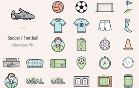 25枚足球主题图标，AI源文件