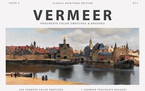 Procreate笔刷-维米尔(Vermeer)艺术古典油画水彩笔刷和色卡素材