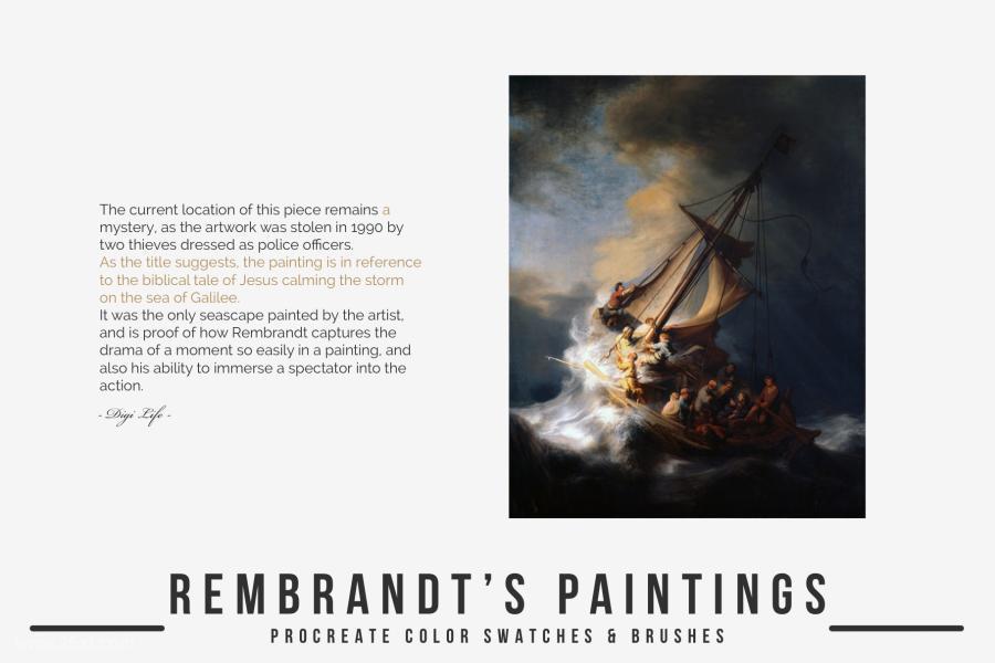 Procreate笔刷-伦勃朗(Rembrandt)古典艺术油画笔刷和色卡素材 笔刷资源 第3张