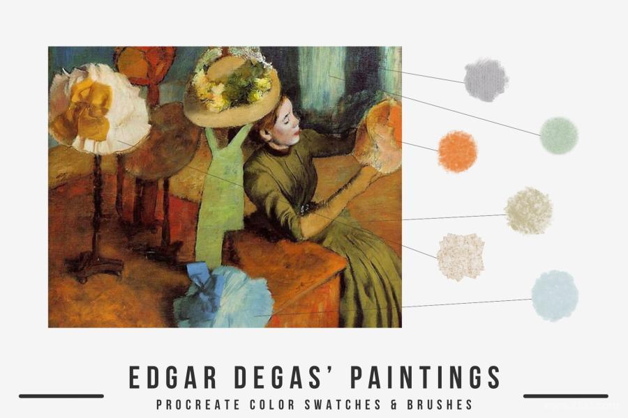 Procreate笔刷-埃德加(Edgar Degas)印象派古典油画笔刷和色卡素材 笔刷资源 第5张