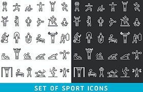30枚健身锻炼线性图标，AI PNG格式
