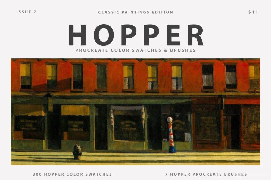Procreate笔刷-霍普 (Edward Hopper)艺术水彩油画笔刷和色卡 笔刷资源 第1张