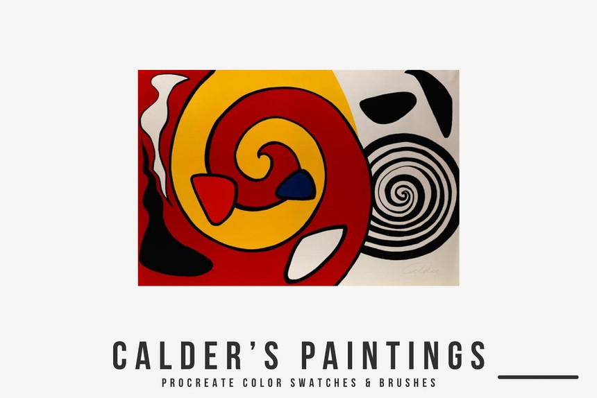 Procreate笔刷-水粉水彩油画线条考尔德（Calder）艺术创作笔刷和色卡素材 笔刷资源 第4张