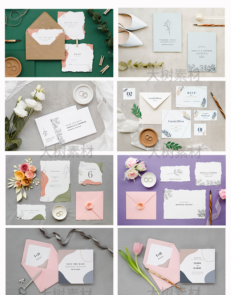 信函卡片贺卡婚礼花朵女性智能贴图VI样机提案PSD设计模板素材 图片素材 第2张