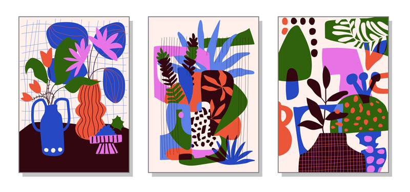 6套抽象花卉室内彩色插画矢量素材 图片素材 第1张