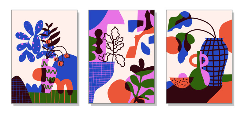 6套抽象花卉室内彩色插画矢量素材 图片素材 第2张
