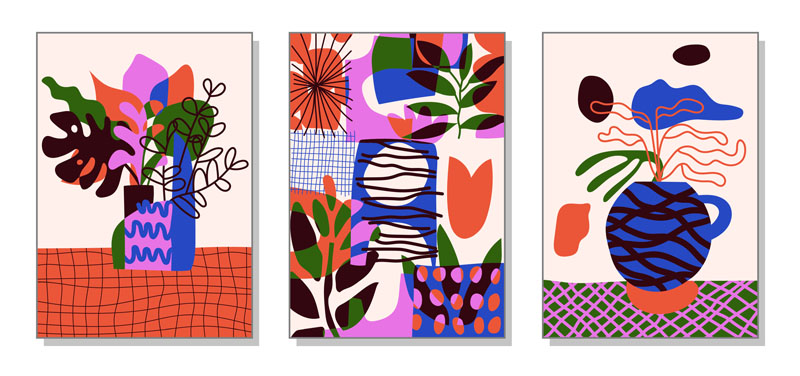 6套抽象花卉室内彩色插画矢量素材 图片素材 第3张