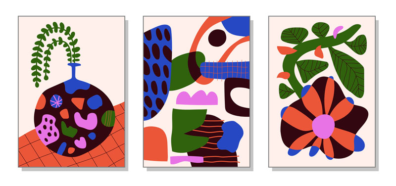 6套抽象花卉室内彩色插画矢量素材 图片素材 第4张