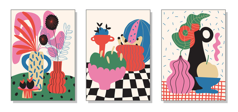 6套抽象花卉室内彩色插画矢量素材 图片素材 第6张