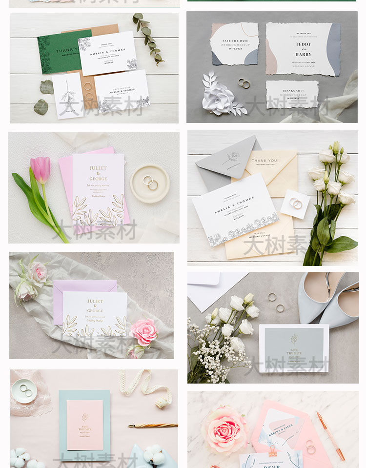 信函卡片贺卡婚礼花朵女性智能贴图VI样机提案PSD设计模板素材 图片素材 第4张