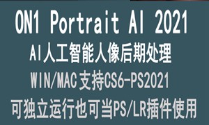 PS/LR插件ON1 Portrait AI 2021一键智能修图P图软件人像后期处理