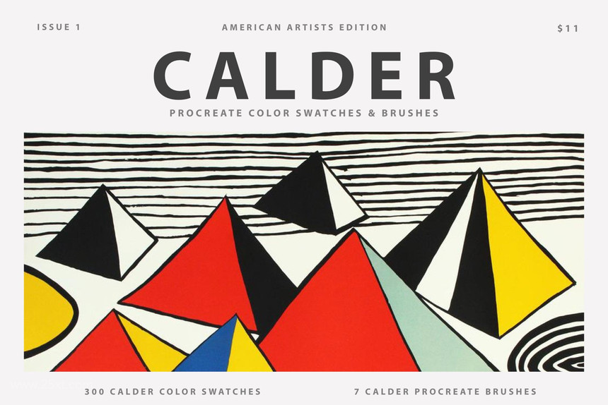 Procreate笔刷-水粉水彩油画线条考尔德（Calder）艺术创作笔刷和色卡素材 笔刷资源 第1张